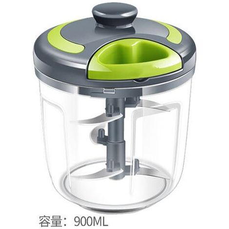 Hachoir manuel, mixeur plongeant d'une capacité de 900ML avec 5 lames en acier inoxydable, coupe-oignon multifonctionnel pour couper les tomates, l'ail, les oignons et les légumes (1/5)