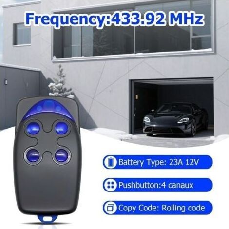 Télécommande de portail 433 MHz, télécommande de porte de garage 4 canaux pour FLO4RS, lot de 2 télécommandes de porte de garage, portée de transmission 50-150 m. (1/3)