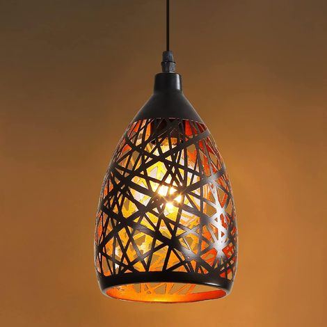 ZOLGINAH Lámpara colgante industrial de metal hueco tallado, araña industrial retro Lámpara de techo vintage Lámpara de jaula de pantalla negra E27 para sala de estar Dormitorio Comedor Cocina Restaur (1/5)