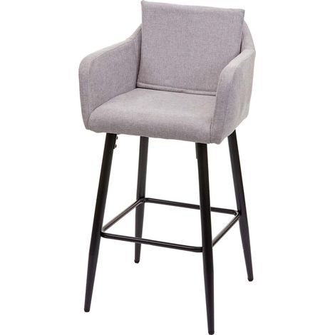 Barhocker HHG-748, Barstuhl Tresenhocker, Fußablage Metall Stoff/Textil hellgrau