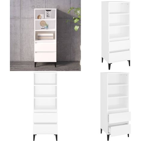 Highboard Weiß 40x36x110 cm Holzwerkstoff - Sideboard - Hochboard - Wohnzimmermöbel - Regal - Aufbewahrung - Home & Living (1/5)