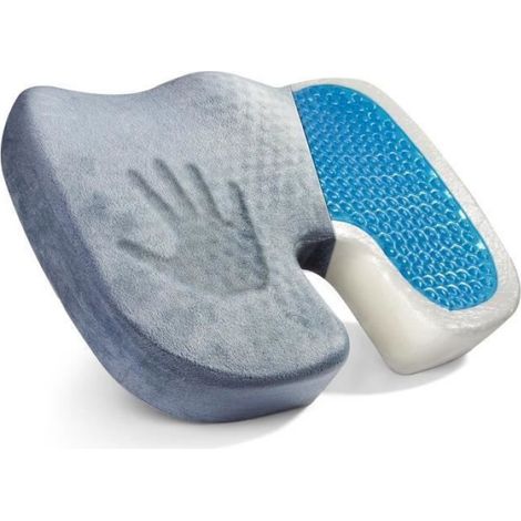 Coussin Siège - Gel Orthopédique Découpe U - Soulagement Coccyx - Déhoussable - 1 Pièce (1/4)