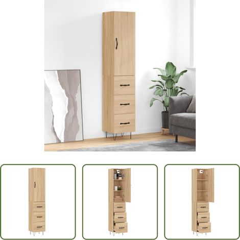 Buffet en bois - Buffet haut Chêne sonoma 34,5x34x180 cm Bois d'ingénierie (1/5)