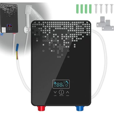 Chauffe-eau électrique instantané,chauffe-eau en acier inoxydable, compatible avec les douches,les robinets de salle de bain et de cuisine,220V,6500W (1/5)