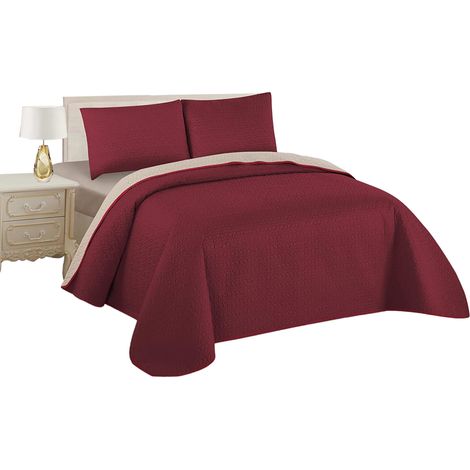 Colcha Boutis para Primavera y Verano Bicolor Reversible Liso  +  Funda Cojin - Ligera Fina Entretiempo Cama 90 180x260, 135 220x260, 150 240x260 cm (1/5)