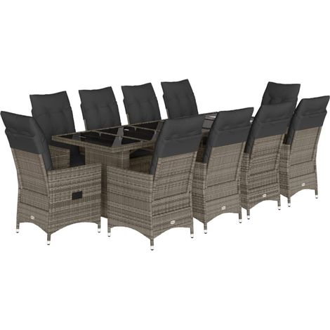 Maison Exclusive - Set de mesa y sillas de jardín 11 pzas y cojin (1/5)