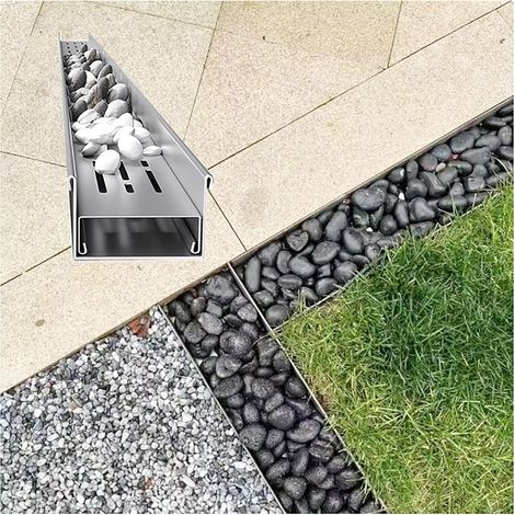 Caniveau extérieur en acier inoxydable 304 drainage pavés H4xW10cm