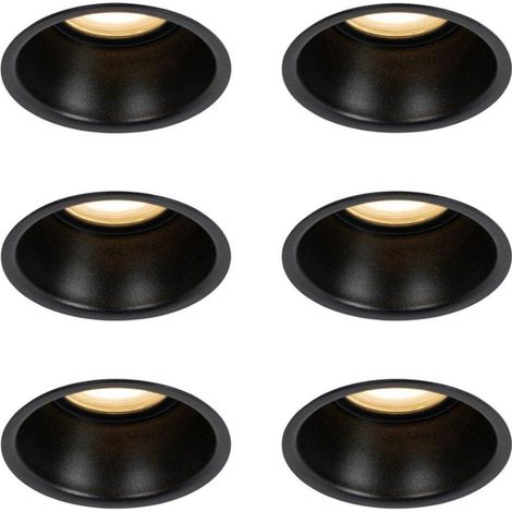 QAZQA Dept Spot encastrable moderne - set de 6 - 8,8x8,8x9,2cm - dimmable - IP44 - noir mat (1/5)