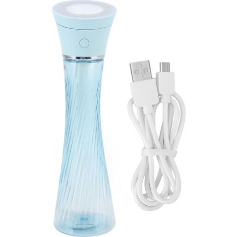 Diffuseur ultrasonique USB silencieux avec miroir, brumisateur rechargeable pour chambre, salon, bureau, voiture, voyage, bleu clair (1/5)