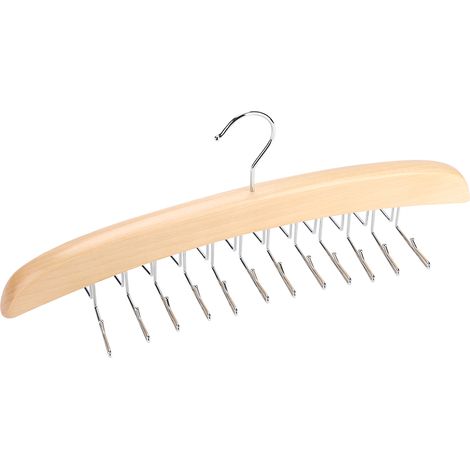 Krawattenhalter aus Holz mit 24 Haken, drehbarem Gürtelhalter, Aufbewahrungsorganizer für Krawatten im Kleiderschrank, Beige (1/5)