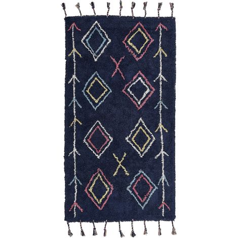 Rug CORUM Black 80 x 150 cm Cotton (1/5)