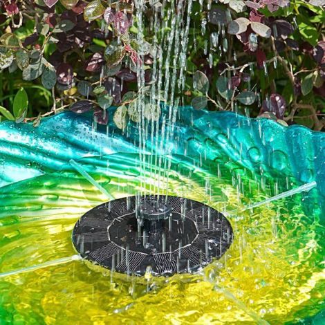 Fontaine solaire de jardin extérieure, fontaine solaire extérieure avec 7 buses, fontaine solaire pour bain d'oiseaux (1/2)