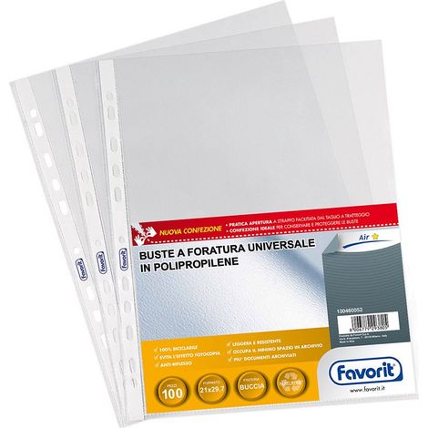 Favorit Lochhüllen A4 Air Orange Peel Antireflex aus Polypropylen, 100 Stück