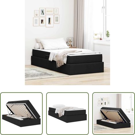 Matelas en polyester - Lit avec rangement et matelas Noir 90 x 200 cm Polyester (1/5)