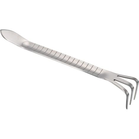 Râteau à racines : Aérateur de sol à 3 dents en acier inoxydable, avec manche épaissi et antidérapant (inclut une petite pelle) — Idéal pour le jardinage et la plantation de bonsaïs (Argent)