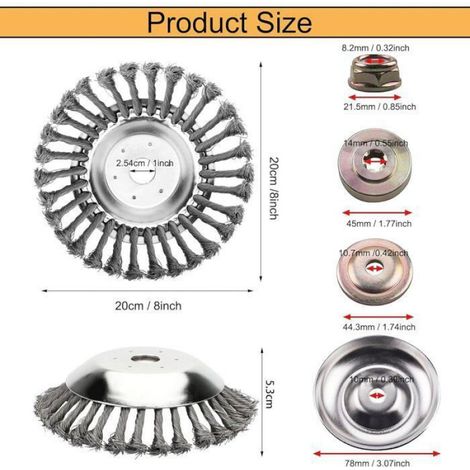 Tête Brosse Désherbage - 200 x 25.4 mm - Pour Tondeuse À Gazon À Moteur Thermique - 1 Pièce (1/5)