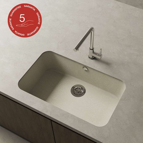 Cuve sous plan POALGI, GANDIA 195, Granit, Beige Pumice, 74 cm, 1 bac (1/4)