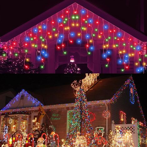 Guirlande Lumineuse Stalactite - 10 M - 400 LED - Étanche IP44 - 8 Modes - Fonction Mémoire - Pour Intérieur Extérieur - 1 Pièce (1/5)