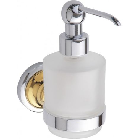 Distributeur de savon en verre RETRO chromé-doré 7x15x13,5 cm / 200 ml (1/3)