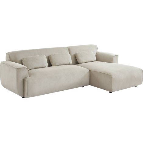 Canapé d'angle droit. 2 à 3 places. velours côtelé beige. Wallas L 196 x P 151 / 91 / x H 73cm (1/5)