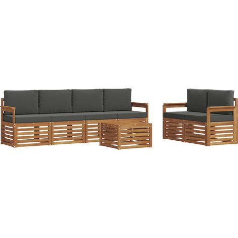 Conjunto de sofás de exterior 7 uds. Natural y Antracita vidaXL (1/5)