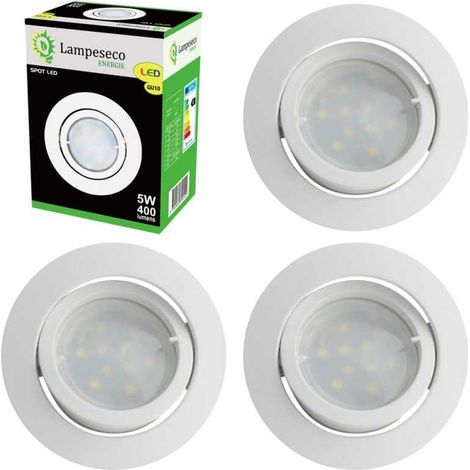Lampesecoenergie – Lot de 4 spots LED encastrables orientables 5W – Équivalence 50W – Lumière blanche neutre 4000K – Installation directe 230V – IP20 (1/5)