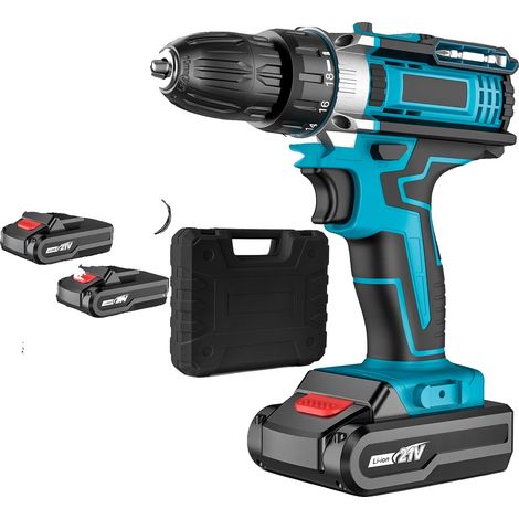 Trapano a percussione elettrico senza fili, 25+3 impostazioni di coppia, 1800 giri/min, 2 batterie tipo B (1/2)