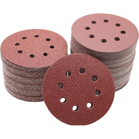 Disques de Ponçage Papier Abrasifs 125mm 8 trous 50 pièces Grain 60 Disques abrasifs perforés auto-agrippant pour Random Orbital Sander,Poncer/Polir (1/5)