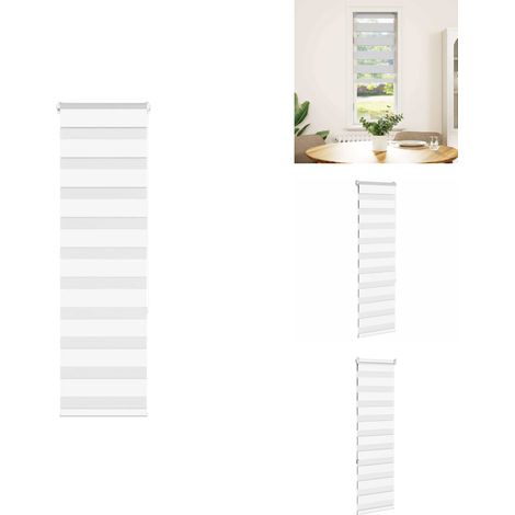 Store zèbre blanc 45x150 cm largeur du tissu 40,9 cm polyester - Store Zébré - Stores Zébrés - Store À Enrouleur Zébré - Double Store À Enrouleur (1/5)