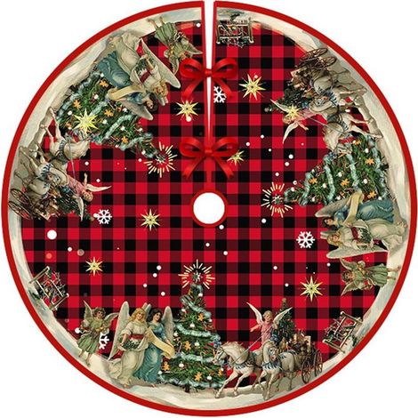 Jupe de sapin de Noël de 120 cm de diamètre, tabliers de fond pour sapin de Noël, décoration de sapin de Noël, décoration d'intérieur (Style 21) (1/5)