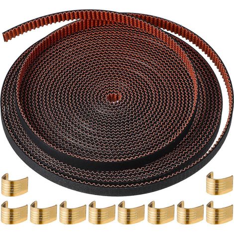 1 courroie d'imprimante 3D avec boucle en cuivre et courroie de distribution ouverte en caoutchouc (accessoire pour imprimante 3D).