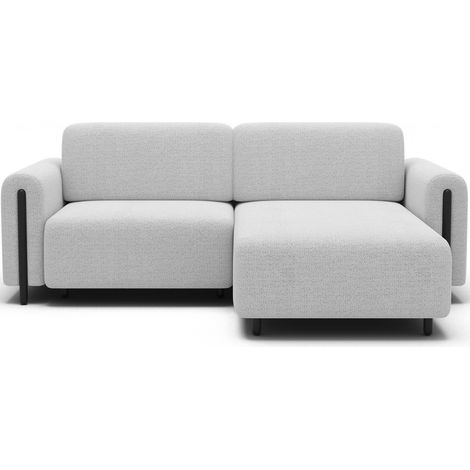 Canapé d'angle convertible ARVESSA blanc alpin chenille – Angle droit (1/5)