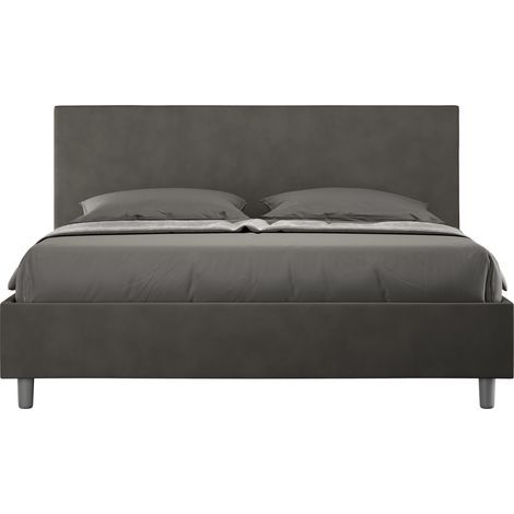 Letto matrimoniale senza rete imbottito 160x210 microfibra grigio Adele (1/4)