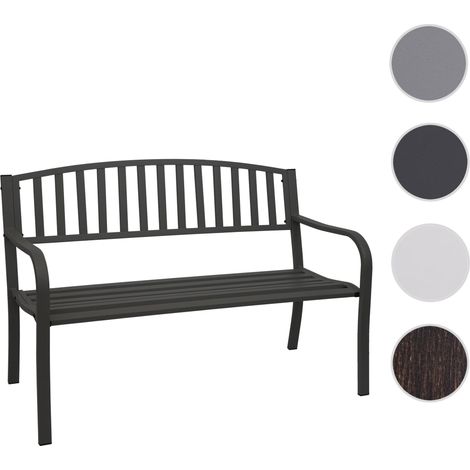 Banc de jardin HWC-F43, banc du parc, 2 places, acier thermolaqué gris (1/5)