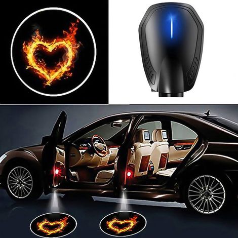 (2 pièces - G) Lampe de bienvenue LED sans fil rechargeable par USB pour portière de voiture, projecteur laser avec logo, éclairage à induction automatique, éclairage décoratif universel pour portière (1/4)