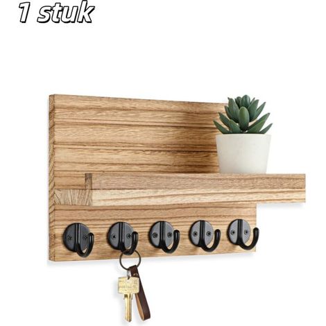 pièce - Boîte à clés - Porte-clés mural - Étagère de rangement - Porte-clés et porte-lettres décoratif - Met crochets - 2517 cm - Jaune (1/5)