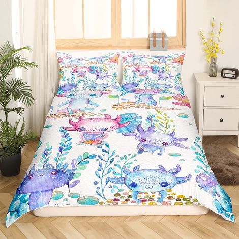Housse de couette de 135 x 200 cm - Motif Axolotl - Pour enfants - Pour garçons, filles, tout-petits, Kawaii Axolotl, côte, océan - Housse de couette avec 1 taie d'oreiller (1/5)