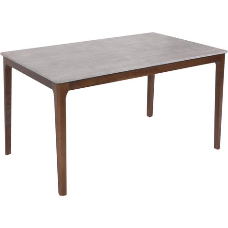 [NON UTILIZZATO] Tavolo pranzo salotto soggiorno HHG-933 76x135x80cm laminato HPL legno scuro effetto pietra