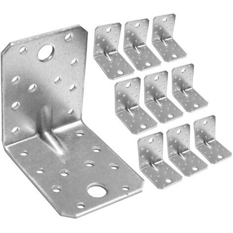 10x Equerre d'assemblage renforcée (70 x 70 x 55 x 1.8) Equerre de Fixation Angle Droit Support en forme de L, Équerre Angle 90 Degrés en Acier, Équerre de Coin (1/4)