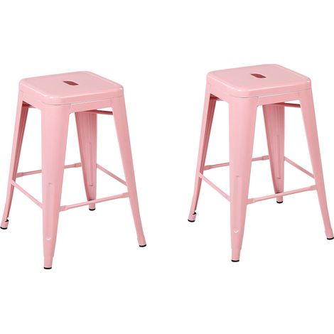 Set of 2 Bar Stools CABRILLO Metal Pink (1/5)