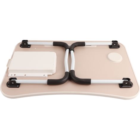 Table de lit pliante en forme de canapé à motif chat, bureau avec tiroir, porte-gobelet et support pour téléphone portable, idéale pour une chambre ou un dortoir. Motif chat. (1/5)