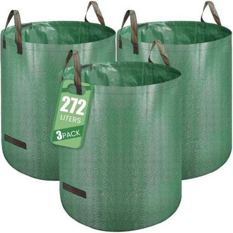 Sac Jardinage Déchets, Sac Déchets Verts, 3 x 272L Autoportant, Big Bag avec Poignées, Étanche, Pliable et Réutilisable, Sac Végétaux Jardin (1/5)