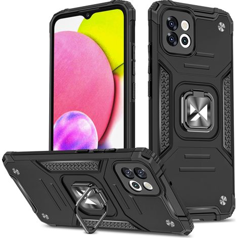 Cover protettiva rinforzata per Samsung Galaxy A03 con supporto magnetico Ring Armor, colore nero. (1/4)