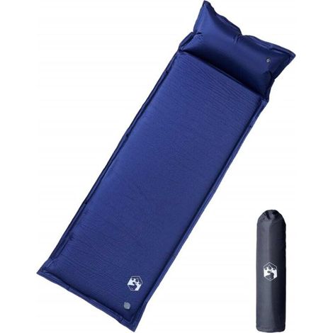 Matelas de camping autogonflant oreiller 1 personne bleu marine (1/5)