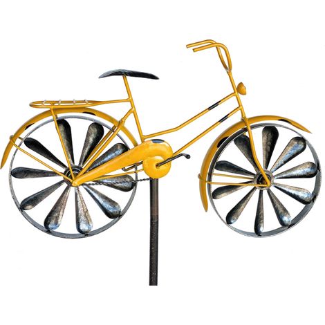 DanDiBo Fiche de Jardin Métal Bicyclette XL 160 cm Jaune 96101 Shabby Carillon Moulin à vent Résistant aux intempéries Décoration de Jardin Barre de Jardin Fiche de sol