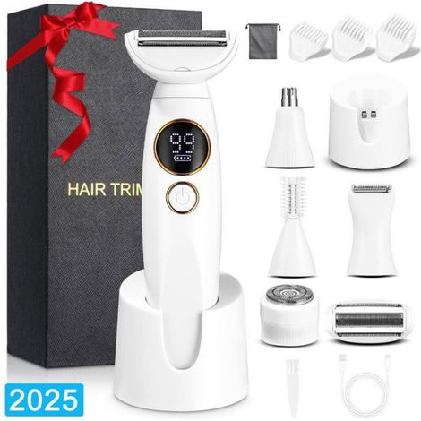 Épilateur Électrique - Femme - 5 en 1 - Rechargeable - Portable - Têtes interchangeables