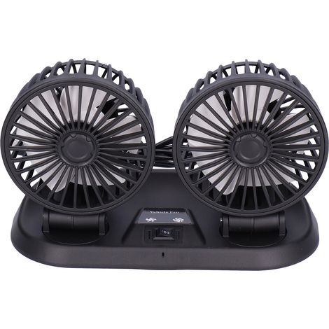 Elektrischer Autoventilator, 360° drehbar, Doppelkopf, 5 Flügel, USB-betrieben, mit Parkplatznummernaufkleber für Fahrzeuge (1/5)