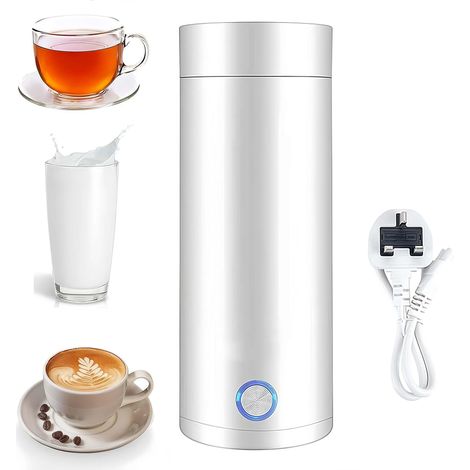 Bouilloire de voyage, bouilloire électrique portable 3 en 1 et thermos, arrêt automatique, mini bouilloire de 400 ml, peut être utilisée pour préparer du lait, du café et du thé. (1/5)