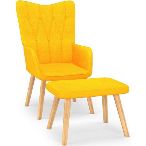 Chaise de relaxation tabouret 62x68,5x96cm Jaune moutarde Tissu (1/5)