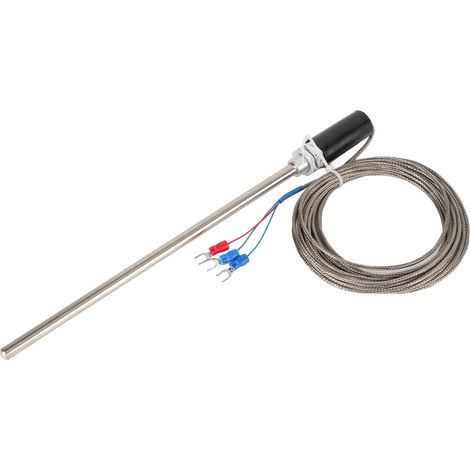 PT100-Temperaturfühler aus Edelstahl, M12, 200 mm, 0–400 °C, 5 m Kabel